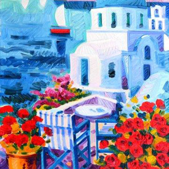 Immagine di La barca rossa e luce a Santorini