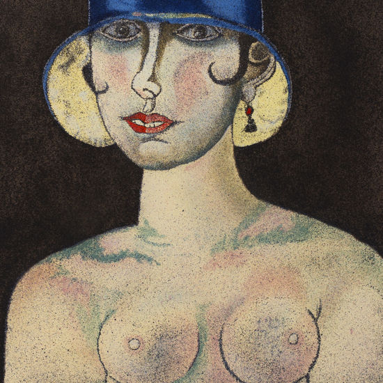 Immagine di Donna con cappello blu