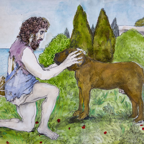 Immagine di Odisseo e il cane Argo