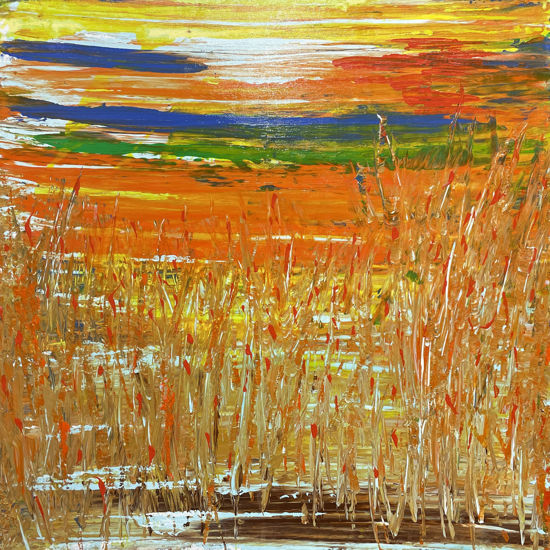 Immagine di Spighe tra le dune - Quadro moderno astratto