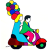 Immagine di Coppia in vespa con palloncini